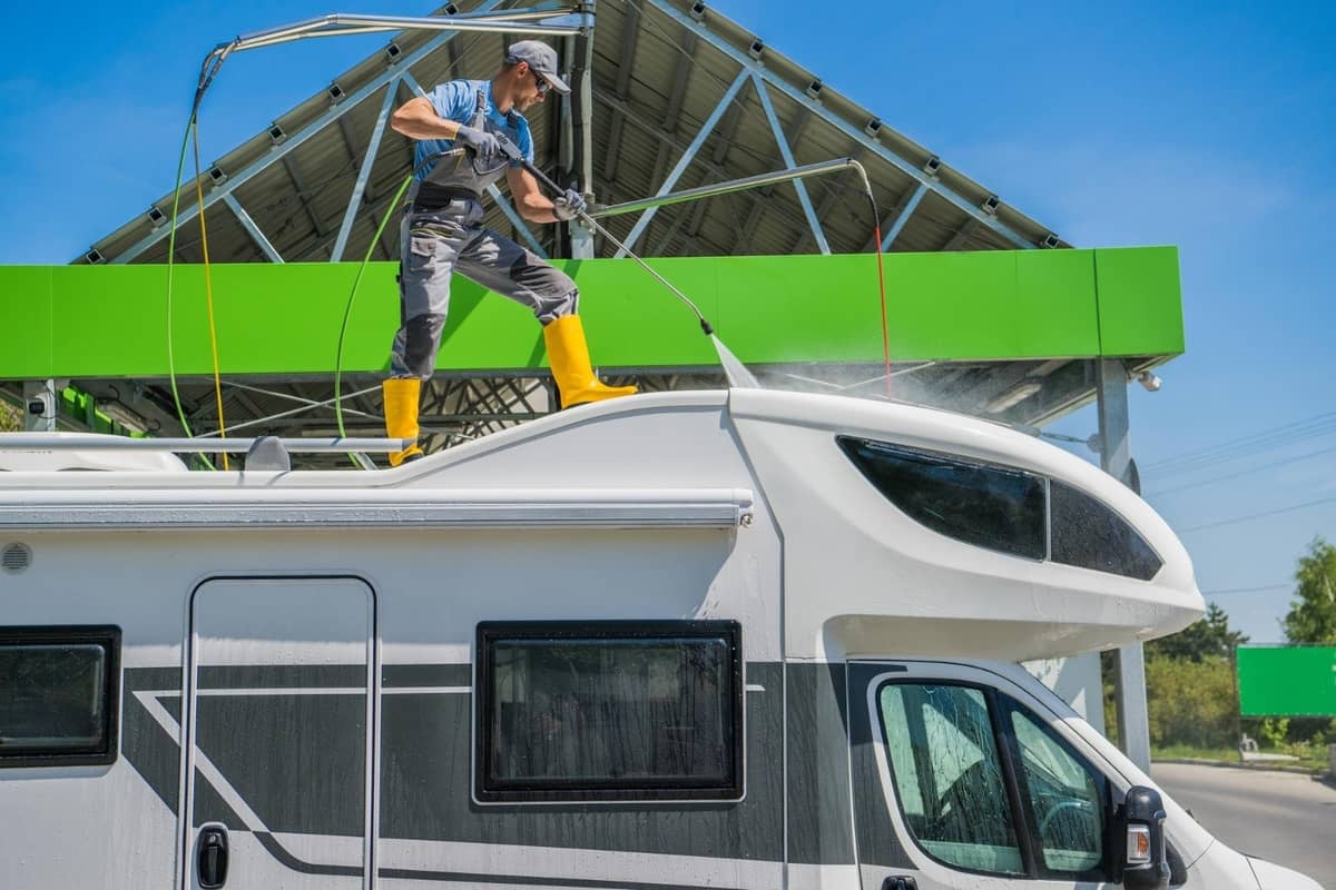 Mobile RV repair on-site at a campground.